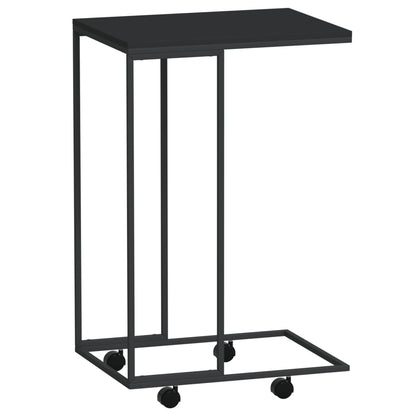 Bijzettafel Met Wieltjes 40X30X63,5 Bewerkt Hout Zwart 40 x 30 x 63.5 cm met wielen