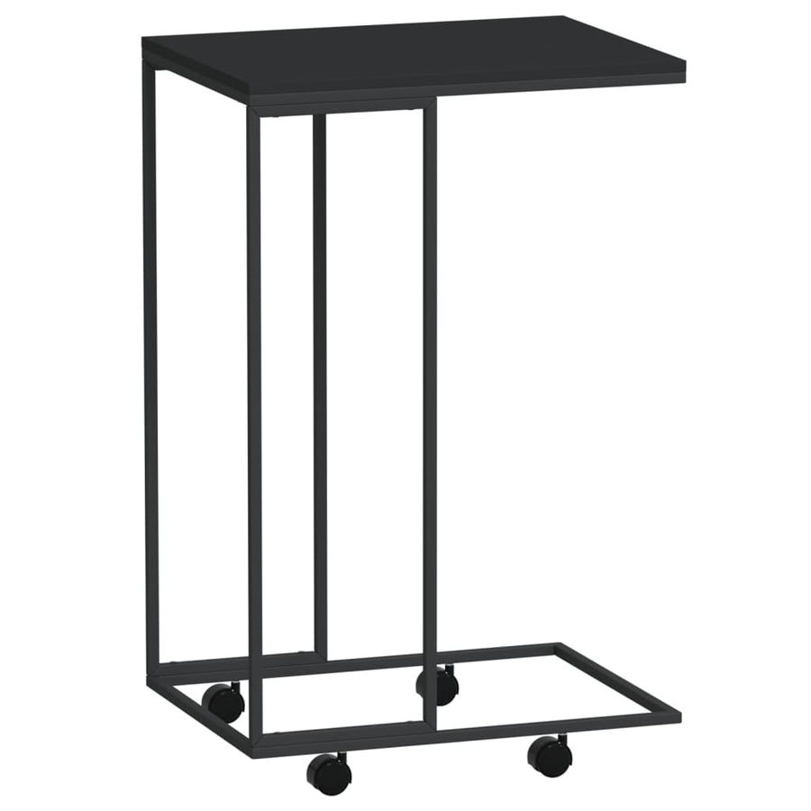 Bijzettafel Met Wieltjes 40X30X63,5 Bewerkt Hout Zwart 40 x 30 x 63.5 cm met wielen