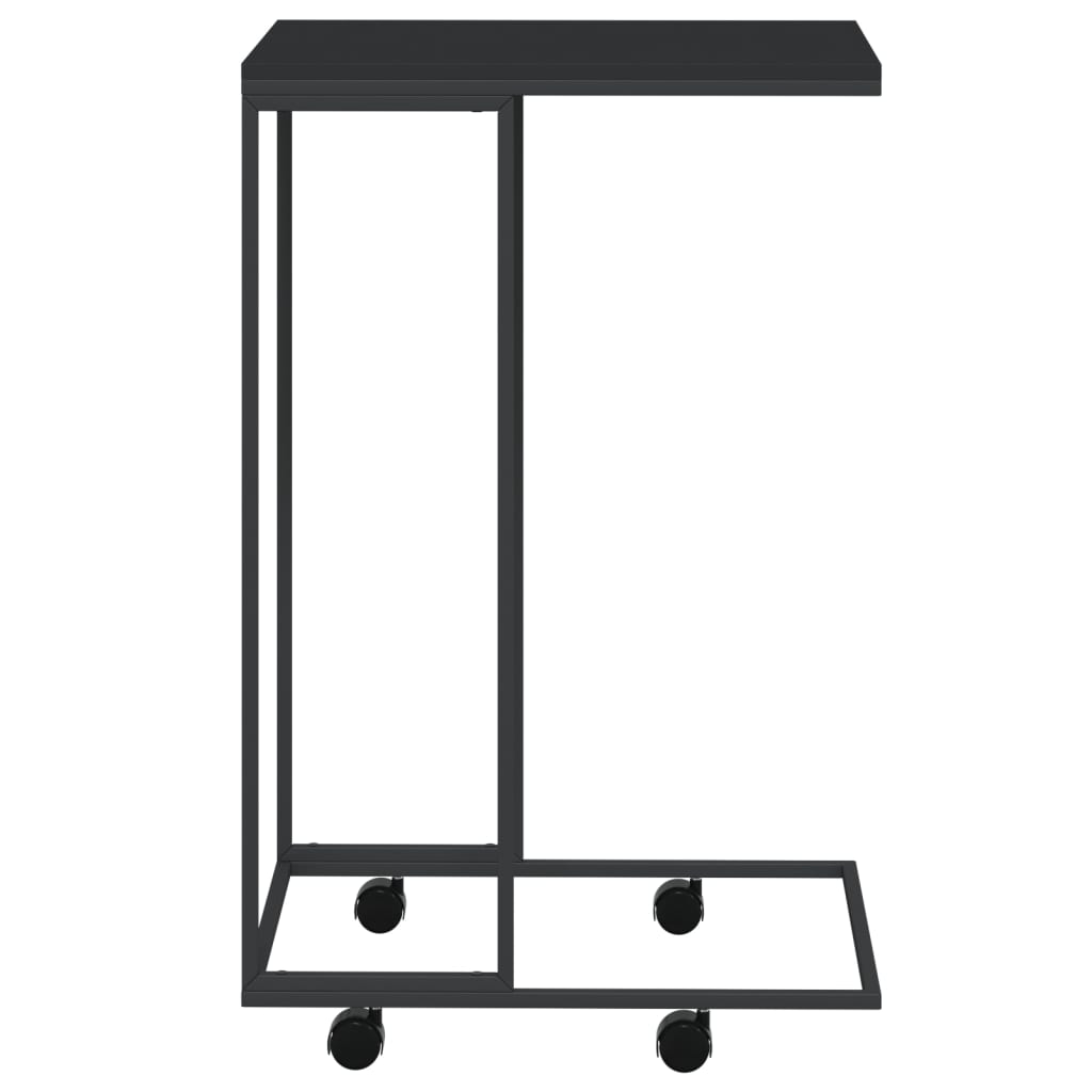 Bijzettafel Met Wieltjes 40X30X63,5 Bewerkt Hout Zwart 40 x 30 x 63.5 cm met wielen