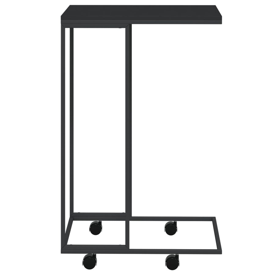 Bijzettafel Met Wieltjes 40X30X63,5 Bewerkt Hout Zwart 40 x 30 x 63.5 cm met wielen