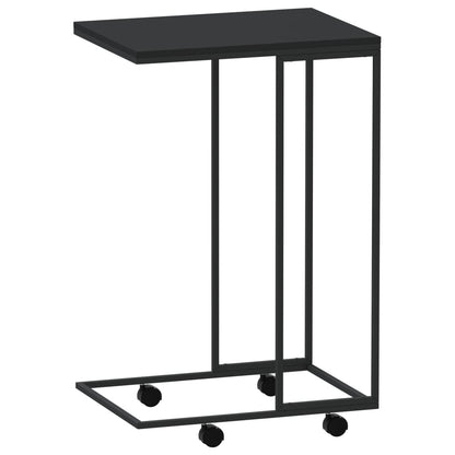 Bijzettafel Met Wieltjes 40X30X63,5 Bewerkt Hout Zwart 40 x 30 x 63.5 cm met wielen