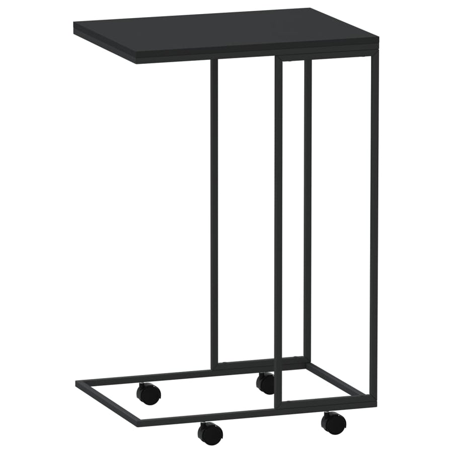 Bijzettafel Met Wieltjes 40X30X63,5 Bewerkt Hout Zwart 40 x 30 x 63.5 cm met wielen