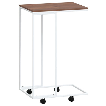 Bijzettafel Met Wieltjes 40X30X63,5 Bewerkt Hout Wit En Bruin 40 x 30 x 63.5 cm met wielen