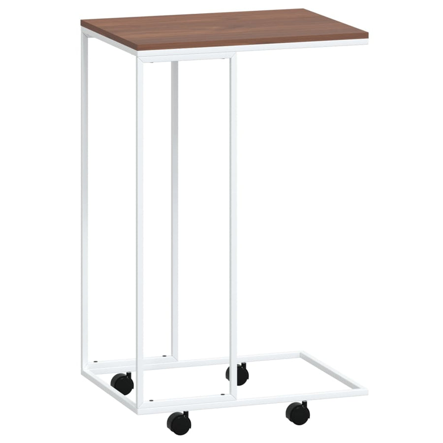 Bijzettafel Met Wieltjes 40X30X63,5 Bewerkt Hout Wit En Bruin 40 x 30 x 63.5 cm met wielen