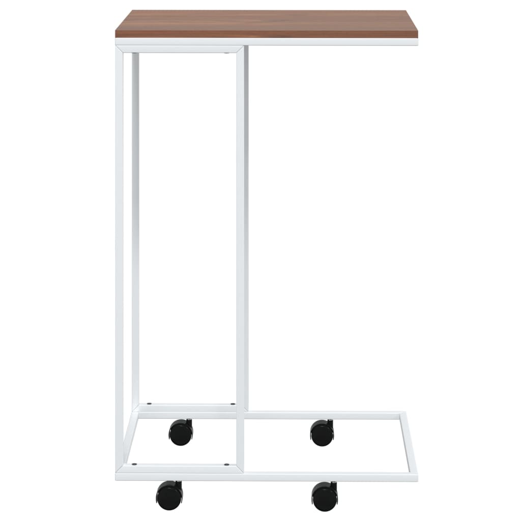 Bijzettafel Met Wieltjes 40X30X63,5 Bewerkt Hout Wit En Bruin 40 x 30 x 63.5 cm met wielen