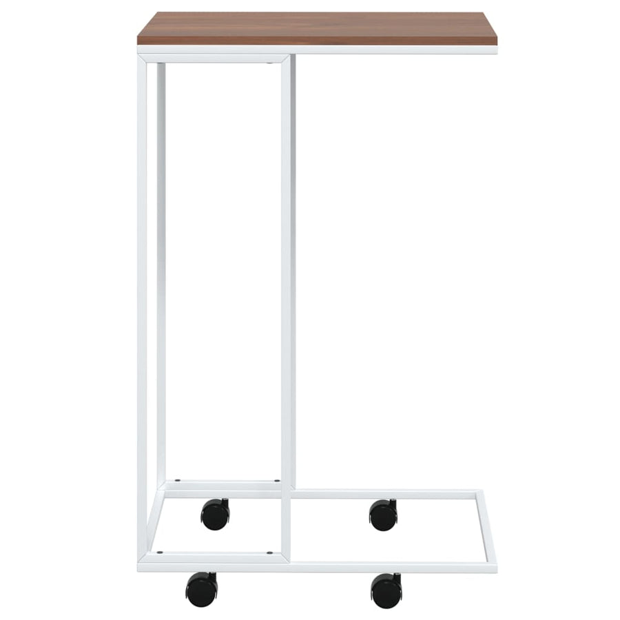 Bijzettafel Met Wieltjes 40X30X63,5 Bewerkt Hout Wit En Bruin 40 x 30 x 63.5 cm met wielen
