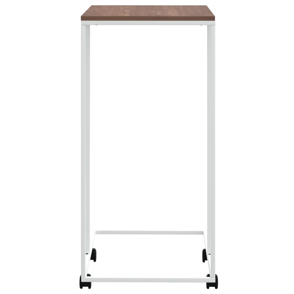 Bijzettafel Met Wieltjes 40X30X63,5 Bewerkt Hout Wit En Bruin 40 x 30 x 63.5 cm met wielen