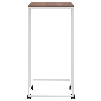 Bijzettafel Met Wieltjes 40X30X63,5 Bewerkt Hout Wit En Bruin 40 x 30 x 63.5 cm met wielen