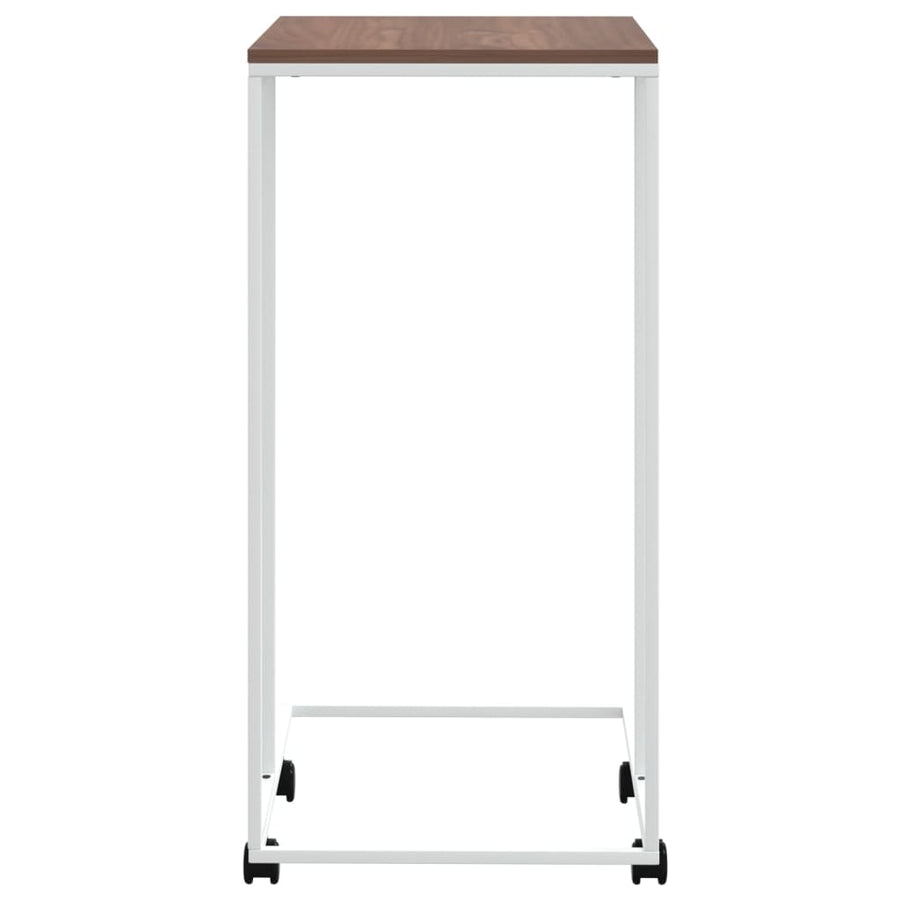 Bijzettafel Met Wieltjes 40X30X63,5 Bewerkt Hout Wit En Bruin 40 x 30 x 63.5 cm met wielen