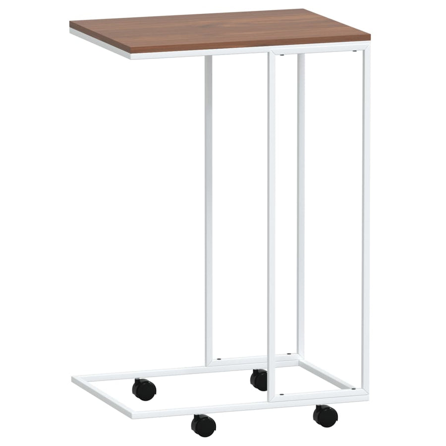 Bijzettafel Met Wieltjes 40X30X63,5 Bewerkt Hout Wit En Bruin 40 x 30 x 63.5 cm met wielen