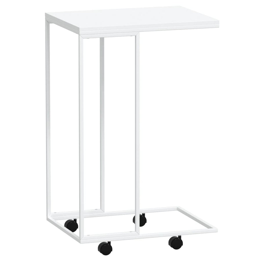 Bijzettafel Met Wieltjes 40X30X63,5 Bewerkt Hout Wit 40 x 30 x 63.5 cm met wielen