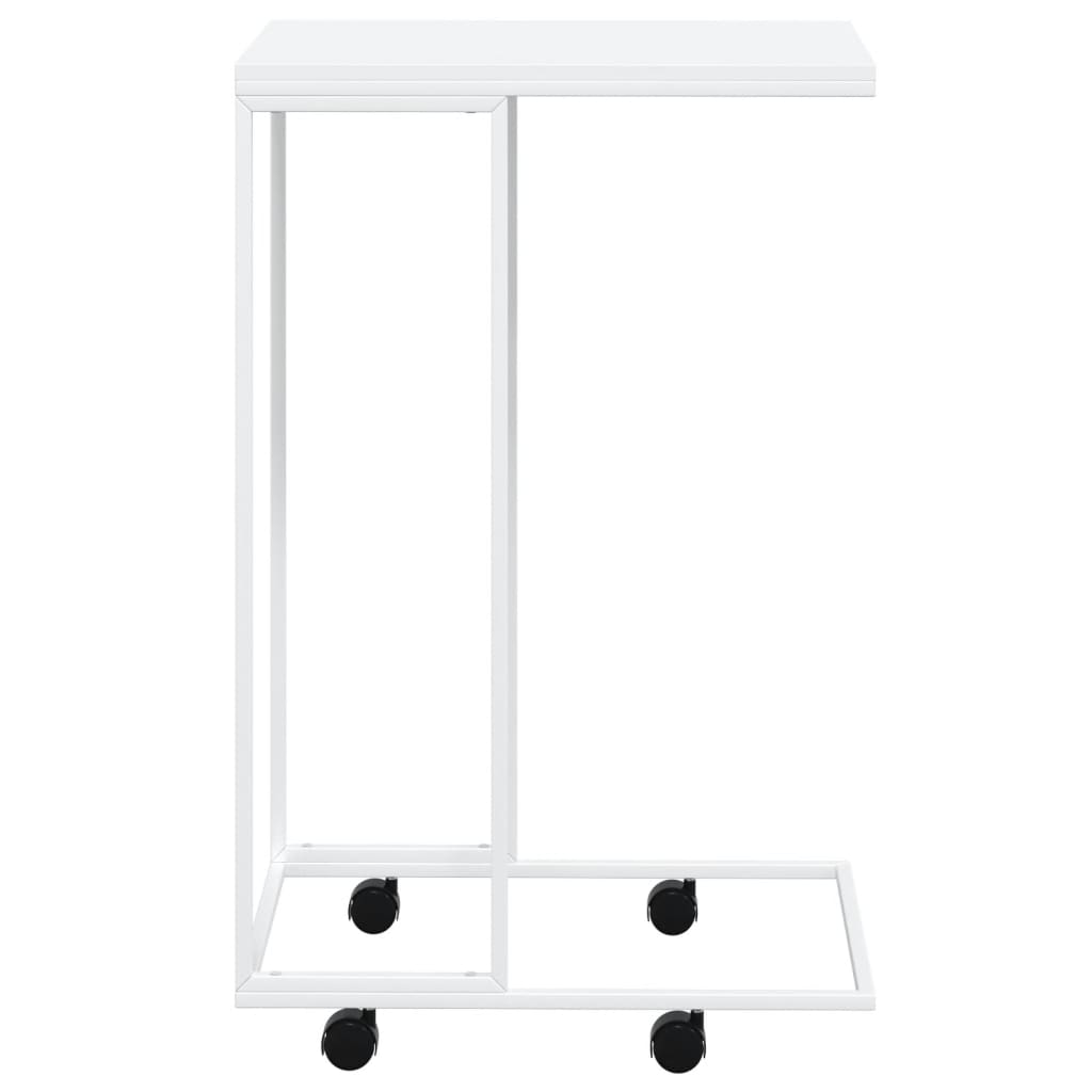 Bijzettafel Met Wieltjes 40X30X63,5 Bewerkt Hout Wit 40 x 30 x 63.5 cm met wielen