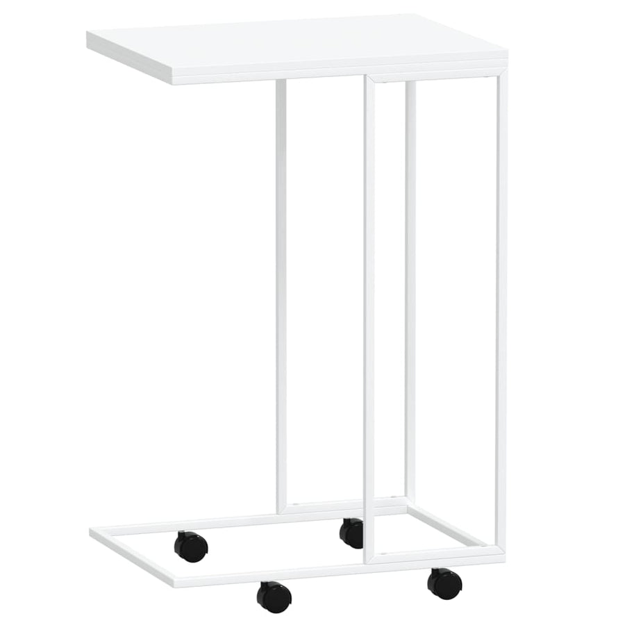 Bijzettafel Met Wieltjes 40X30X63,5 Bewerkt Hout Wit 40 x 30 x 63.5 cm met wielen