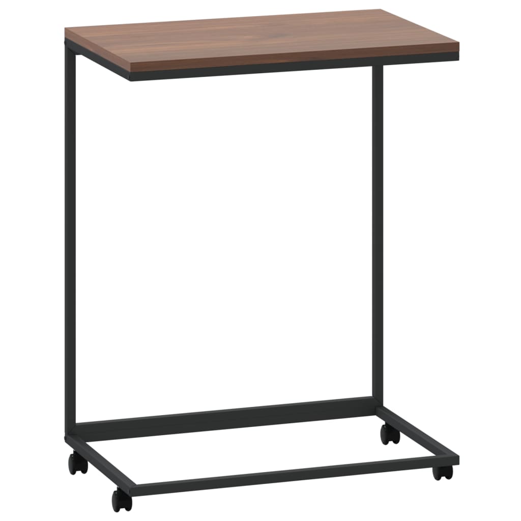 Bijzettafel Met Wieltjes Bewerkt Hout Zwart En Bruin 55 x 35 x 70 cm met wielen