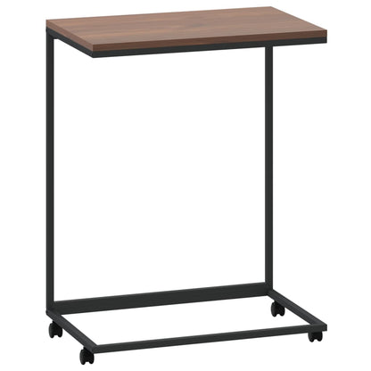 Bijzettafel Met Wieltjes Bewerkt Hout Zwart En Bruin 55 x 35 x 70 cm met wielen