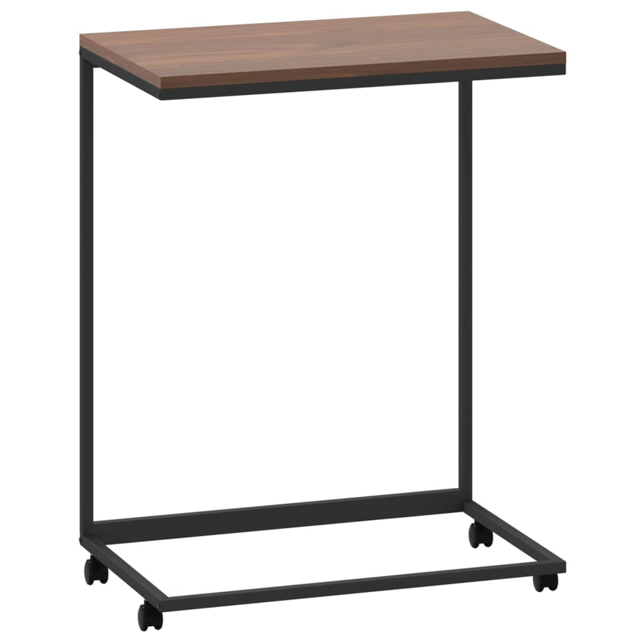 Bijzettafel Met Wieltjes Bewerkt Hout Zwart En Bruin 55 x 35 x 70 cm met wielen