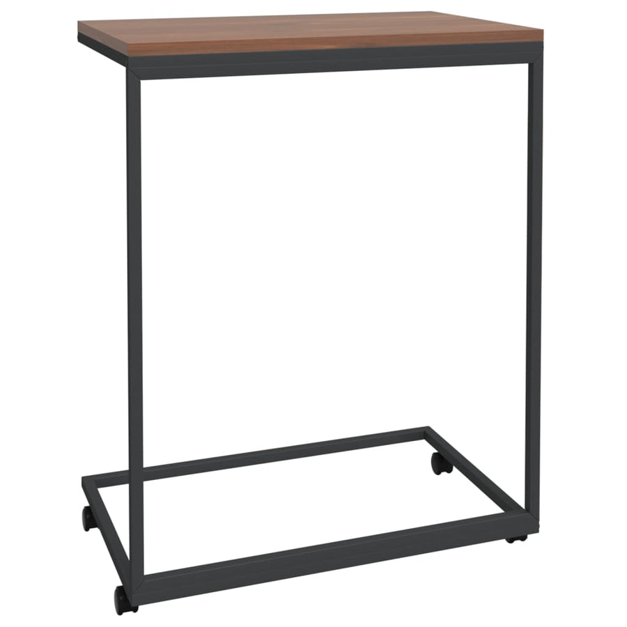 Bijzettafel Met Wieltjes Bewerkt Hout Zwart En Bruin 55 x 35 x 70 cm met wielen