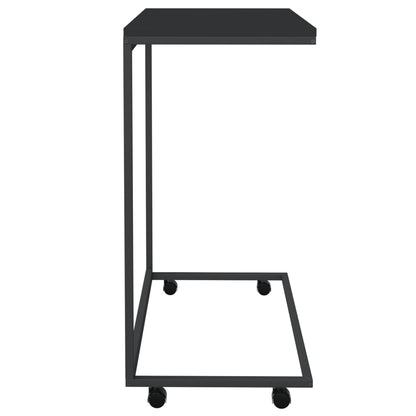 Bijzettafel Met Wieltjes Bewerkt Hout Zwart 55 x 35 x 70 cm met wielen