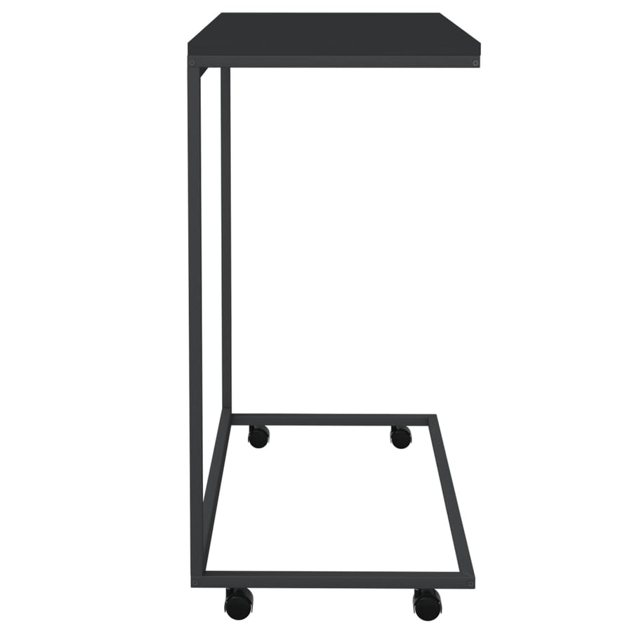 Bijzettafel Met Wieltjes Bewerkt Hout Zwart 55 x 35 x 70 cm met wielen