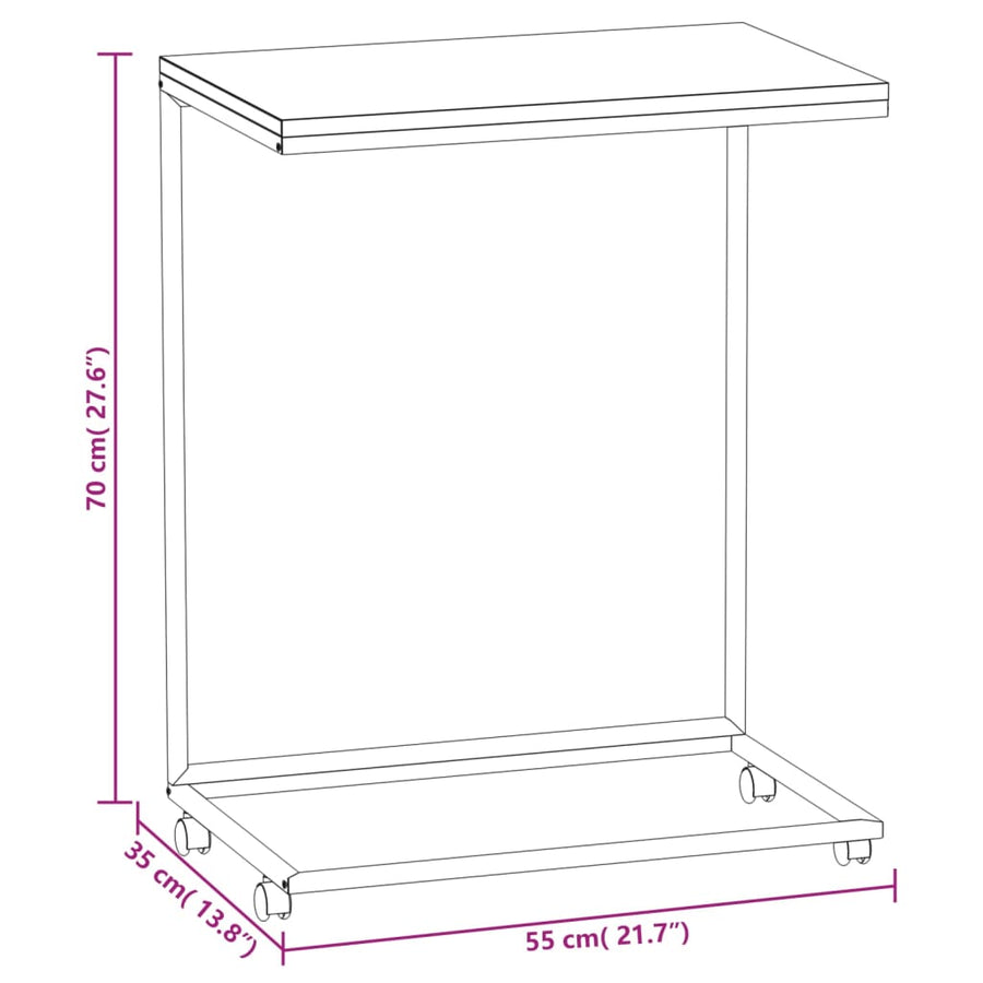 Bijzettafel Met Wieltjes Bewerkt Hout Zwart 55 x 35 x 70 cm met wielen