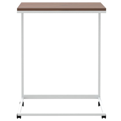 Bijzettafel Met Wieltjes Bewerkt Hout Wit En Bruin 55 x 35 x 70 cm met wielen