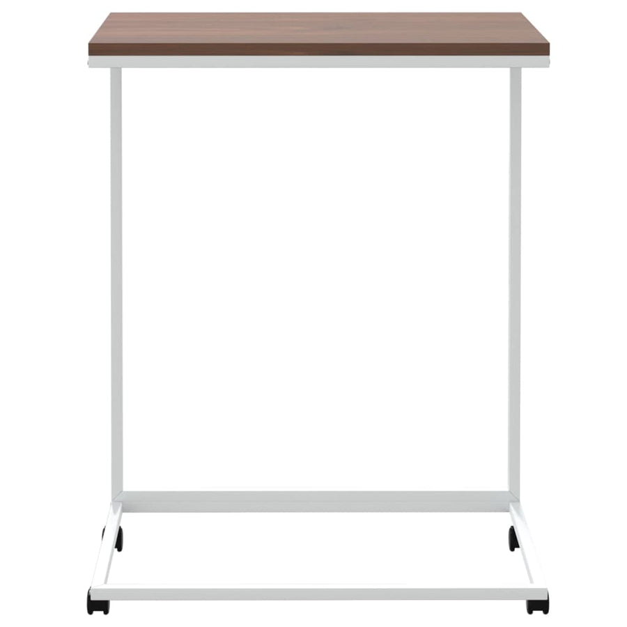 Bijzettafel Met Wieltjes Bewerkt Hout Wit En Bruin 55 x 35 x 70 cm met wielen