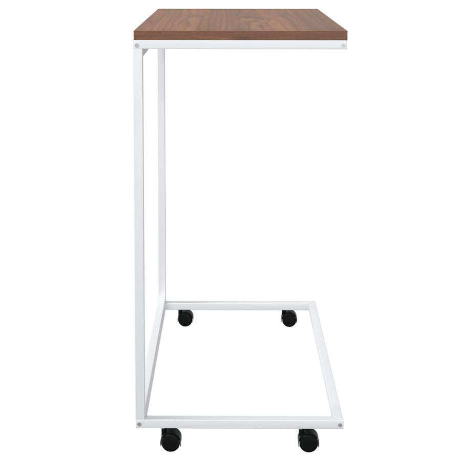 Bijzettafel Met Wieltjes Bewerkt Hout Wit En Bruin 55 x 35 x 70 cm met wielen