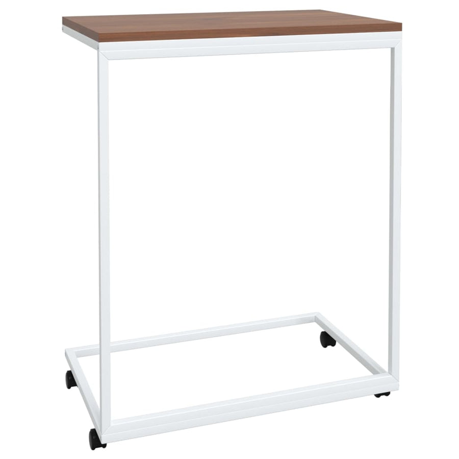 Bijzettafel Met Wieltjes Bewerkt Hout Wit En Bruin 55 x 35 x 70 cm met wielen