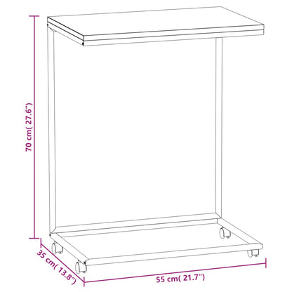 Bijzettafel Met Wieltjes Bewerkt Hout Wit En Bruin 55 x 35 x 70 cm met wielen
