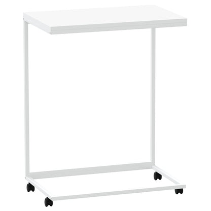 Bijzettafel Met Wieltjes Bewerkt Hout Wit 55 x 35 x 70 cm met wielen