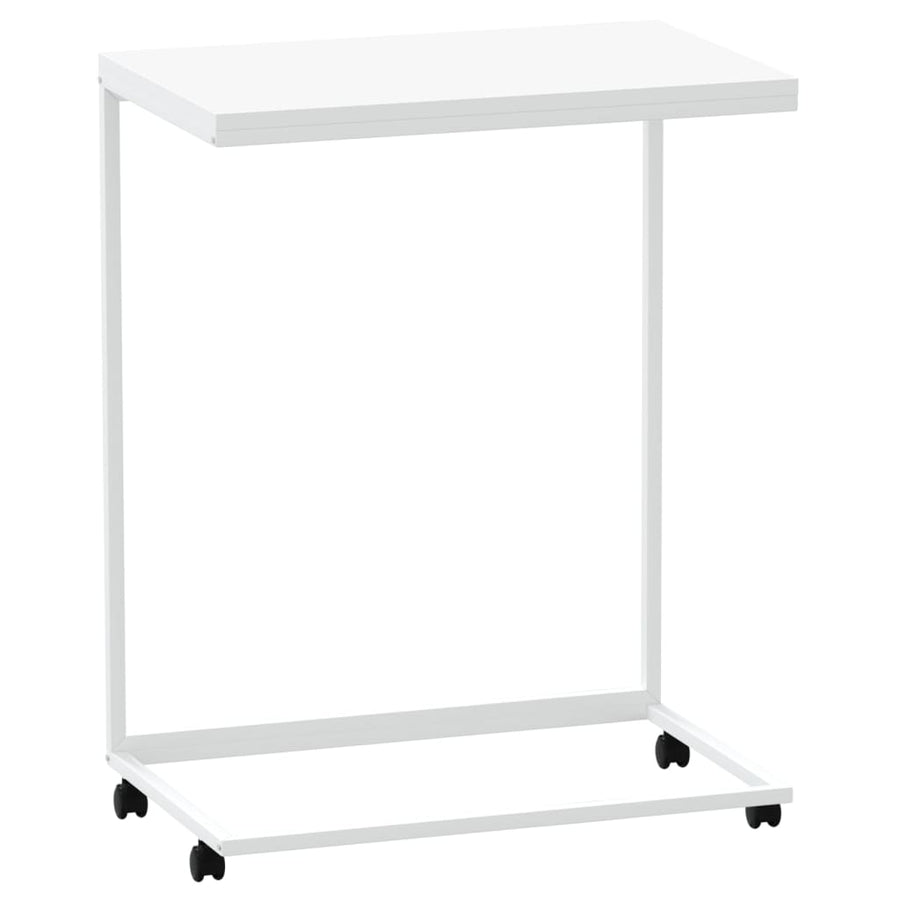 Bijzettafel Met Wieltjes Bewerkt Hout Wit 55 x 35 x 70 cm met wielen