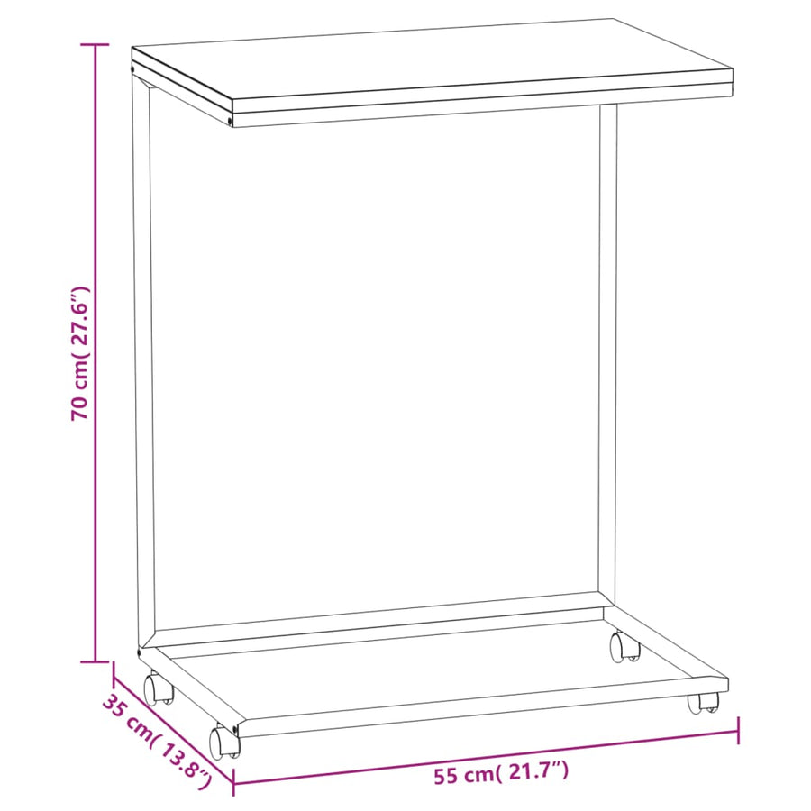 Bijzettafel Met Wieltjes Bewerkt Hout Wit 55 x 35 x 70 cm met wielen