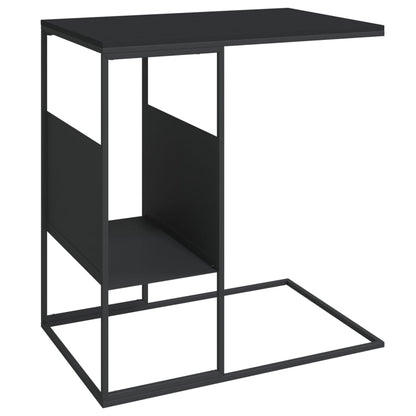 Bijzettafel 55X36X59,5 Cm Bewerkt Hout Zwart 55 x 36 x 59.5 cm zonder wielen