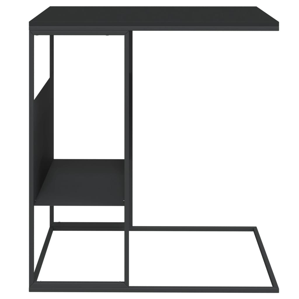 Bijzettafel 55X36X59,5 Cm Bewerkt Hout Zwart 55 x 36 x 59.5 cm zonder wielen