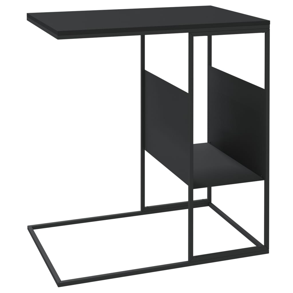Bijzettafel 55X36X59,5 Cm Bewerkt Hout Zwart 55 x 36 x 59.5 cm zonder wielen