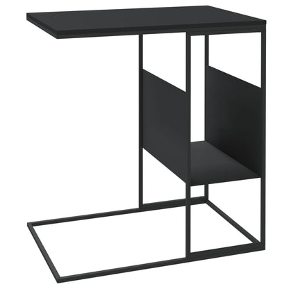 Bijzettafel 55X36X59,5 Cm Bewerkt Hout Zwart 55 x 36 x 59.5 cm zonder wielen