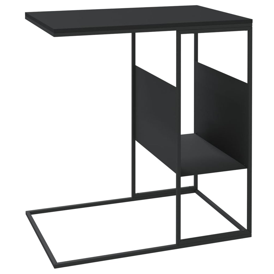 Bijzettafel 55X36X59,5 Cm Bewerkt Hout Zwart 55 x 36 x 59.5 cm zonder wielen