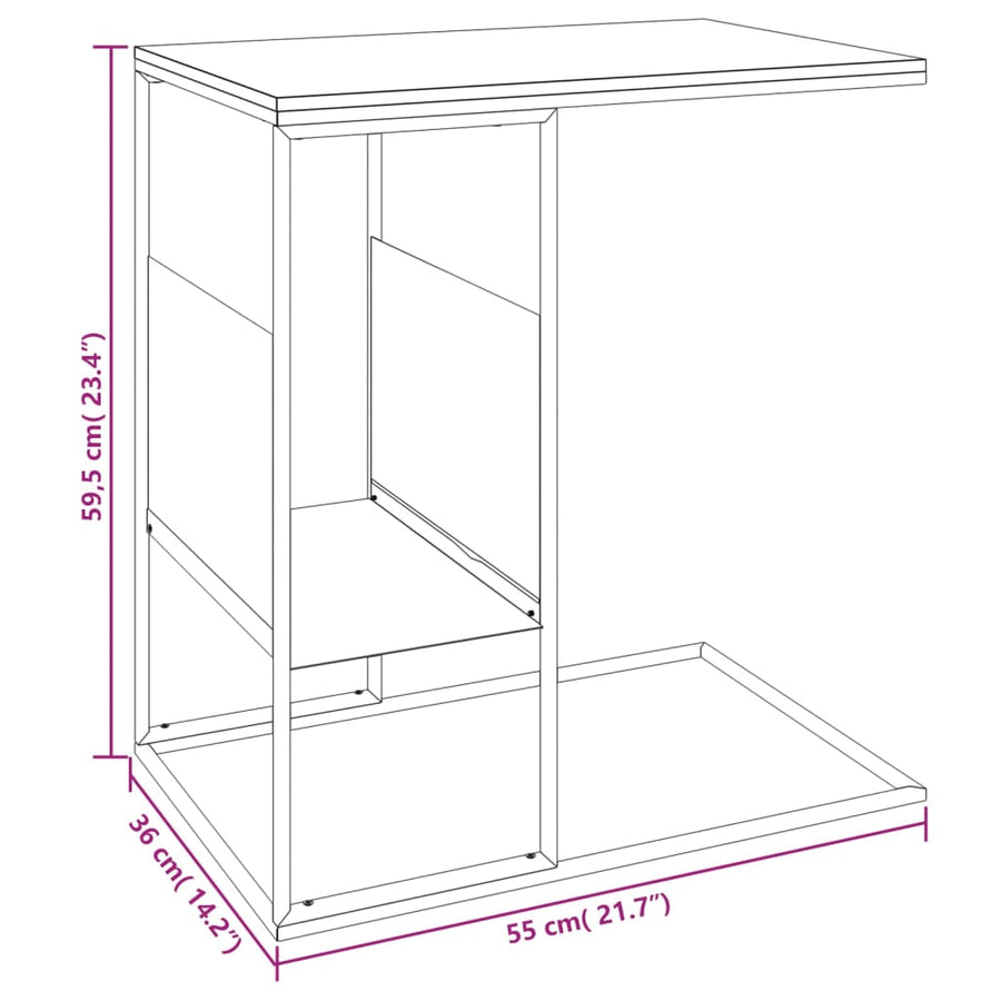 Bijzettafel 55X36X59,5 Cm Bewerkt Hout Zwart 55 x 36 x 59.5 cm zonder wielen