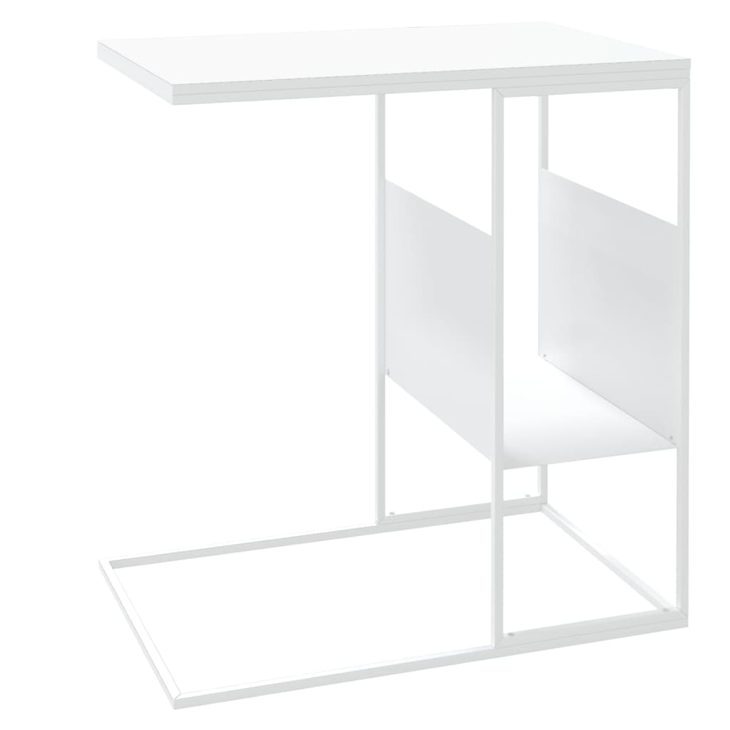 Bijzettafel 55X36X59,5 Cm Bewerkt Hout Wit 55 x 36 x 59.5 cm zonder wielen