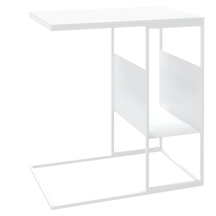 Bijzettafel 55X36X59,5 Cm Bewerkt Hout Wit 55 x 36 x 59.5 cm zonder wielen