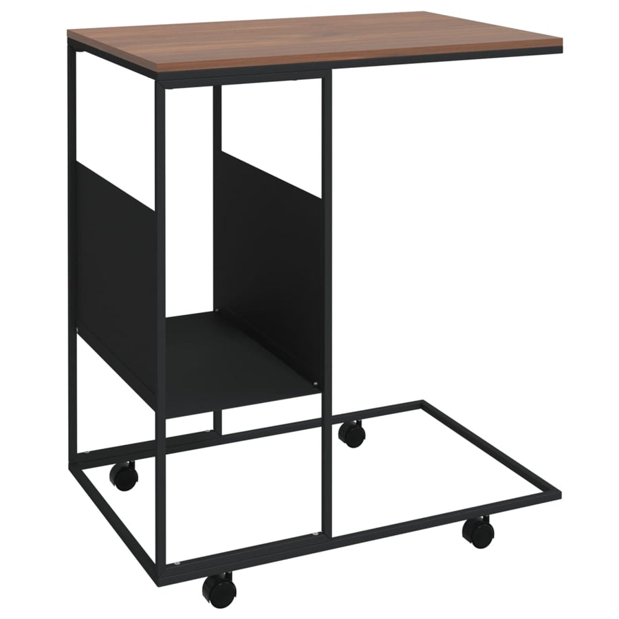 Bijzettafel Met Wieltjes 55X36X63,5 Cm Bewerkt Hout Zwart