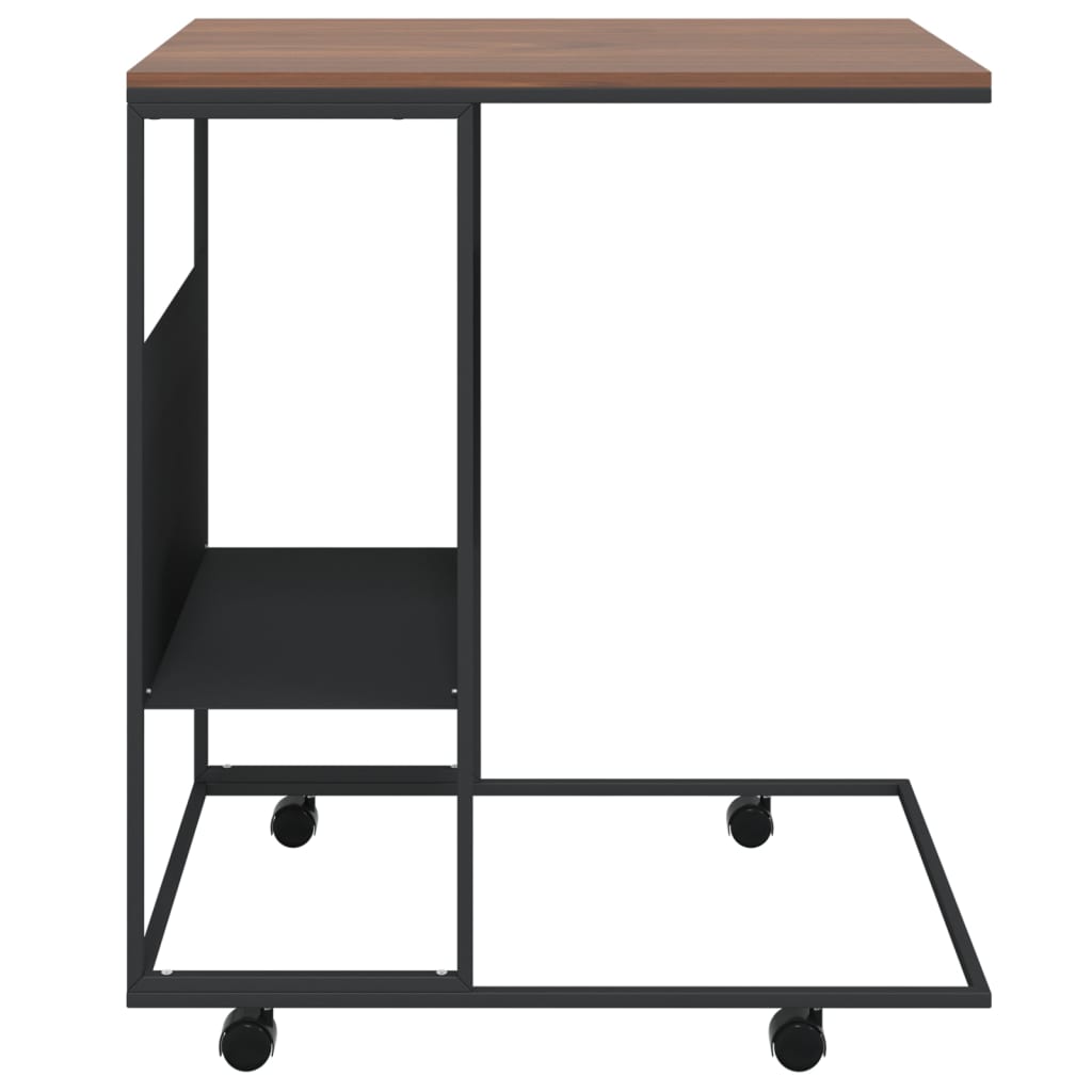 Bijzettafel Met Wieltjes 55X36X63,5 Cm Bewerkt Hout Zwart