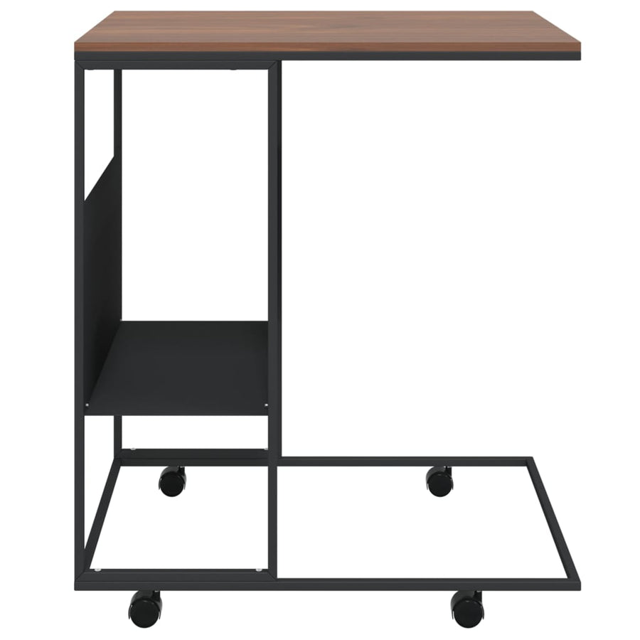 Bijzettafel Met Wieltjes 55X36X63,5 Cm Bewerkt Hout Zwart