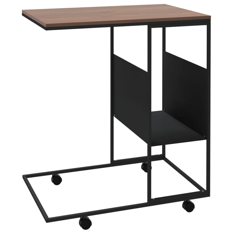 Bijzettafel Met Wieltjes 55X36X63,5 Cm Bewerkt Hout Zwart
