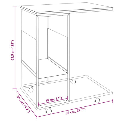Bijzettafel Met Wieltjes 55X36X63,5 Cm Bewerkt Hout Zwart