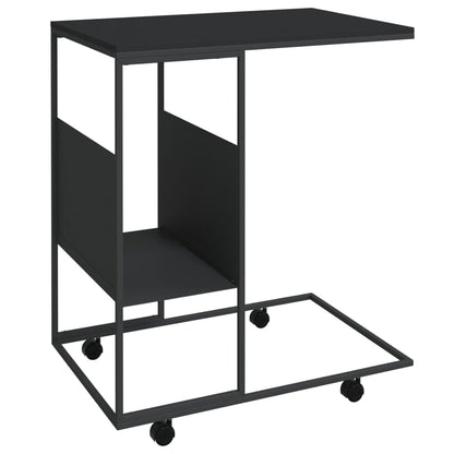 Bijzettafel Met Wieltjes 55X36X63,5 Bewerkt Hout Zwart