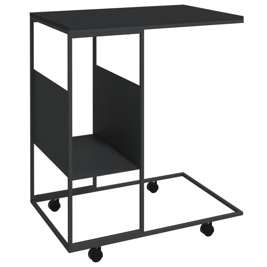 Bijzettafel Met Wieltjes 55X36X63,5 Bewerkt Hout Zwart