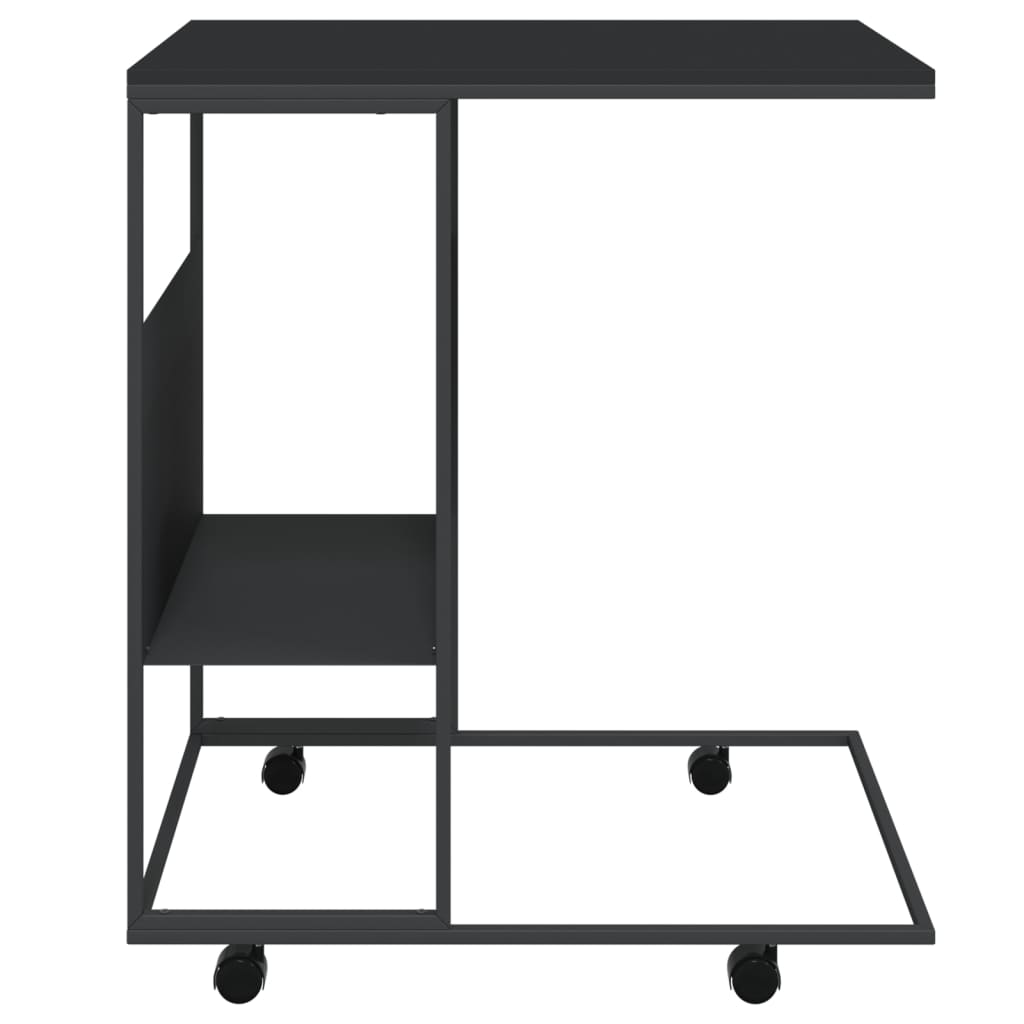 Bijzettafel Met Wieltjes 55X36X63,5 Bewerkt Hout Zwart