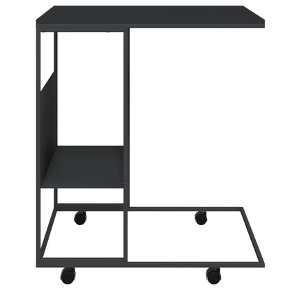 Bijzettafel Met Wieltjes 55X36X63,5 Bewerkt Hout Zwart