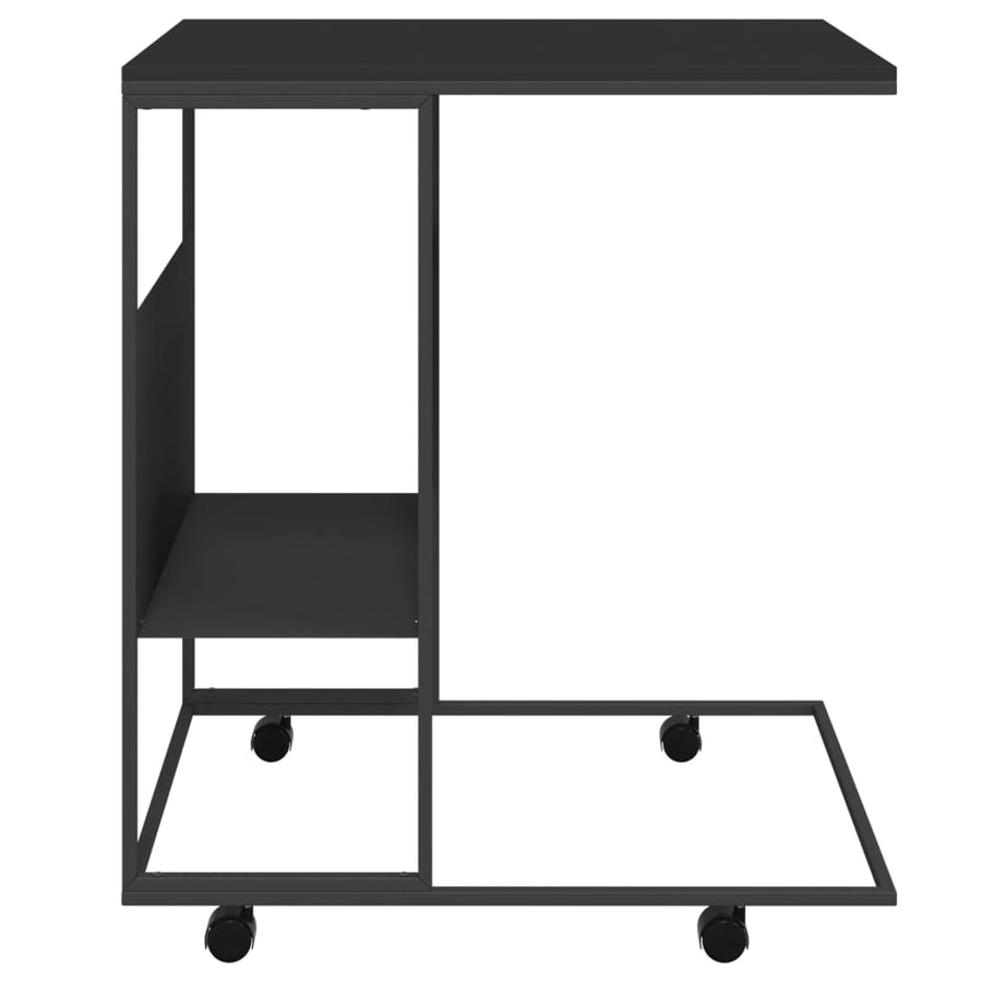 Bijzettafel Met Wieltjes 55X36X63,5 Bewerkt Hout Zwart
